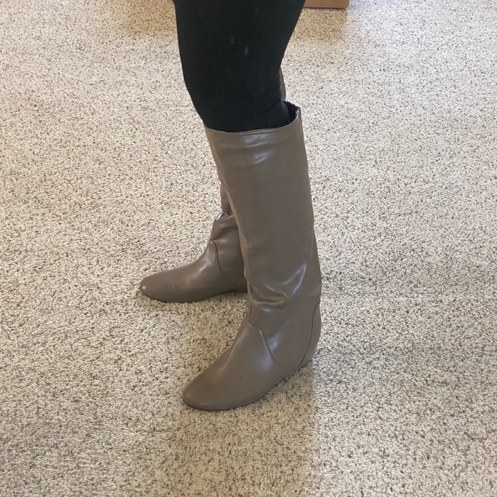 taupe wedge boots